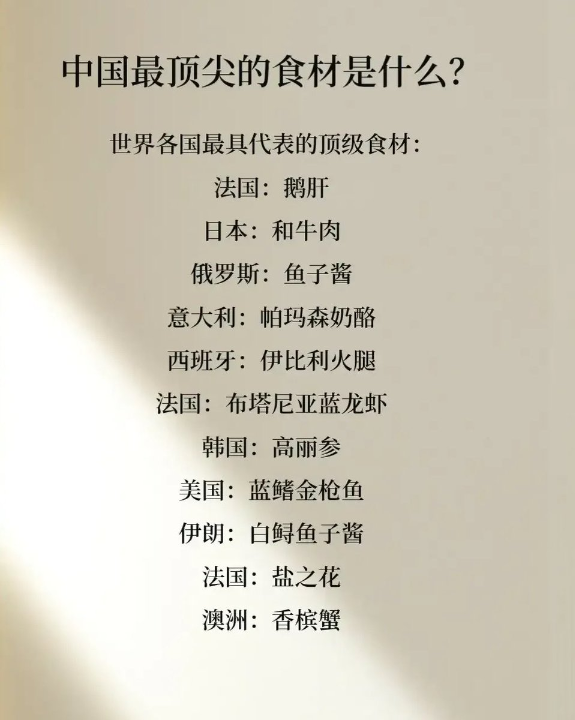 世界各国最具代表的顶级食材，那么中国呢？3577 作者:镖师 帖子ID:721 